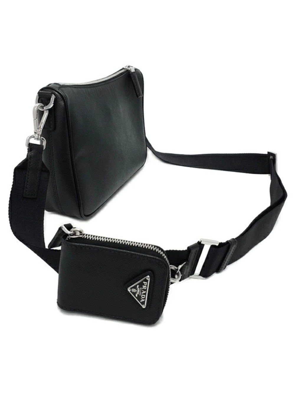 Prada Leather Bag Shoulder Saffiano Black